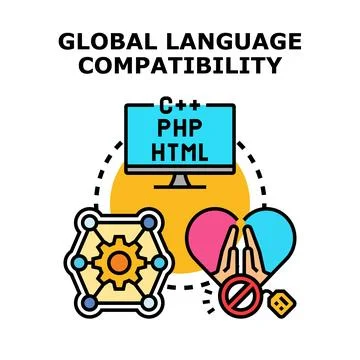 Global language compatibility managing coding standards development 库存插图