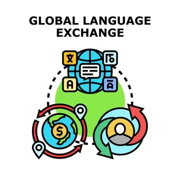 Global language exchange learning communication concept Stock Illustration