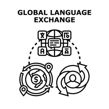 Global language exchange learning communication concept Stock Illustration