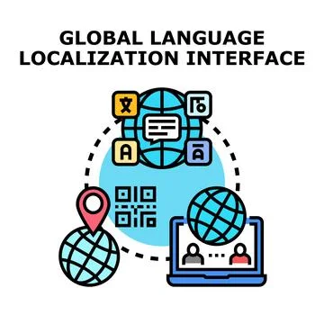 Global language localization interface developing digital communication Stock Illustration