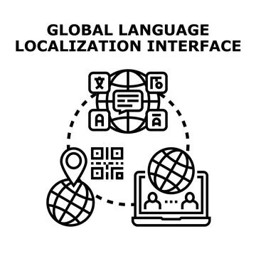 Global language localization interface developing digital communication Stock Illustration