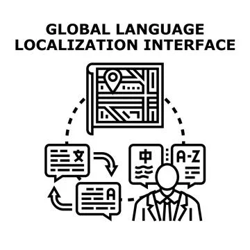 Global language localization interface optimizing international communication Stock Illustration