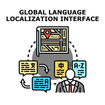 Global language localization interface optimizing international communication Stock Illustration