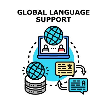 Global language support system connecting international communication and t.. Stock Illustration