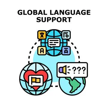 Global language supporting world translation services Stock Illustration