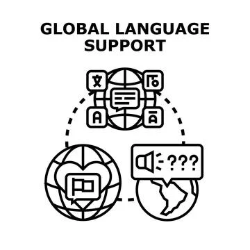 Global language supporting world translation services Stock Illustration