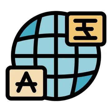 Global language translation and communication icon representing multilingua.. Stock Illustration