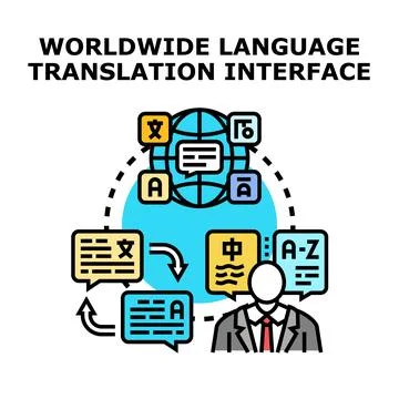 Global language translation and communication interface concept Stock Illustration