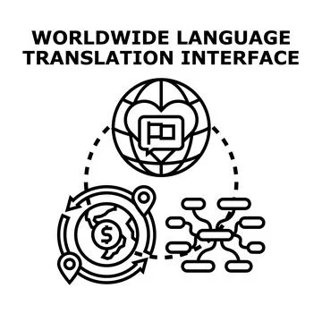 Global language translation interface concept illustration 库存插图