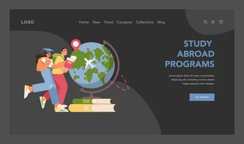 Global learning concept. Flat vector illustration Illustrazione stock