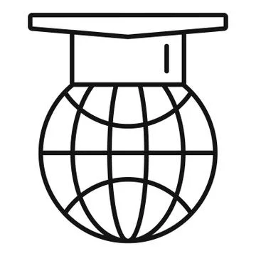 Global learning icon, outline style Stock Illustration