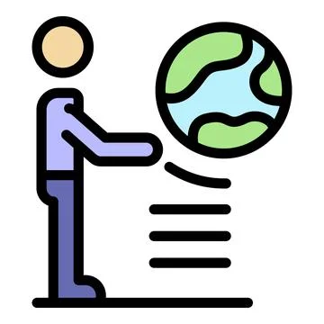 Global learning language icon color outline vector Stock Illustration