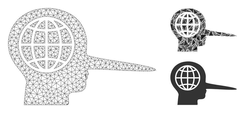 Global Liar Vector Mesh Wire Frame Model and Triangle Mosaic Icon イラスト素材