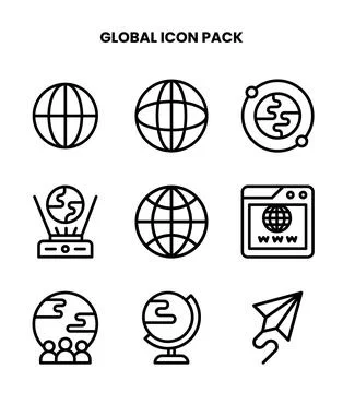 Global Line Graphics Icons Pack Stock Illustration