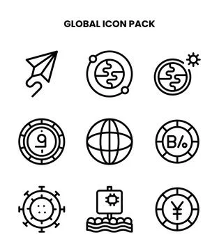 Global Line Graphics Icons Pack Stock Illustration