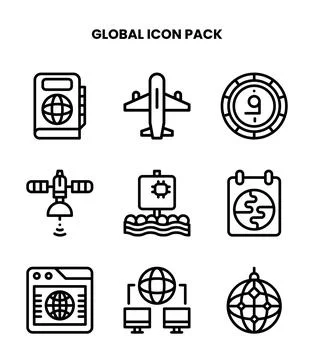 Global Line Vector Icons Pack Stock Illustration