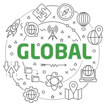 Global Linear illustration slide for the presentation Stock Illustration