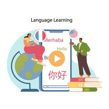 Global linguistics concept. Flat vector illustration Illustrazione stock