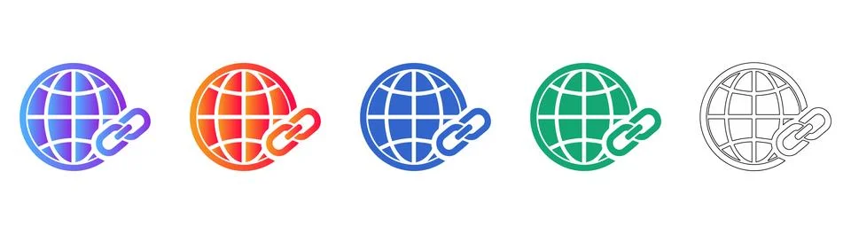 Global Link and Connection Network Icons Stock Illustration