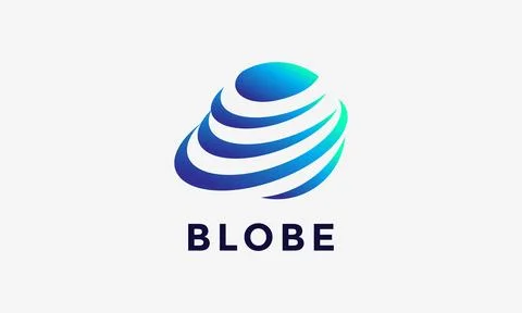 Global link logo vector blue color circle connection technology icon style Stock Illustration