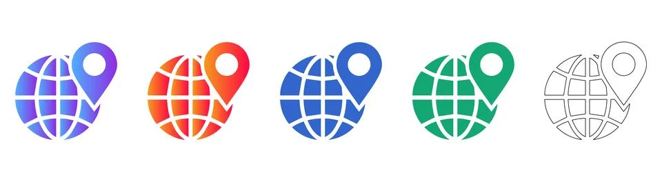 Global Location and Globe Map Icons Stock Illustration