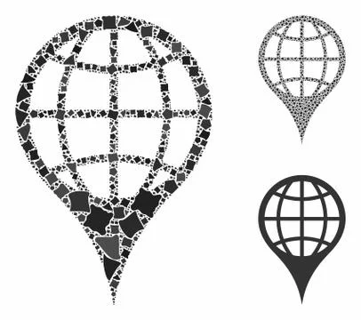 Global location Composition Icon of Inequal Elements Illustrazione stock