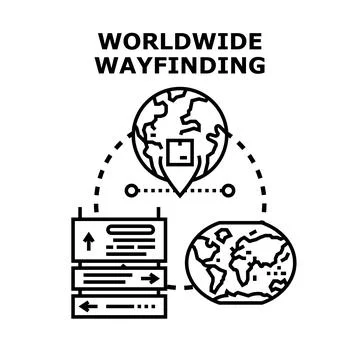 Global location navigation wayfinding planning delivery logistics Stock Illustration