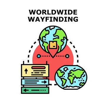 Global location navigation wayfinding planning delivery logistics Stock Illustration