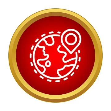 Global location pin on earth map icon Ilustração Stock