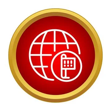 Global location pin pointing warning icon concept Illustrazione stock