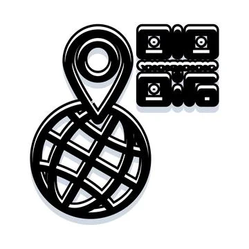 Global location pin with qr code scanning data Stock Illustration