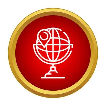 Global location pin on world globe icon Stock Illustration