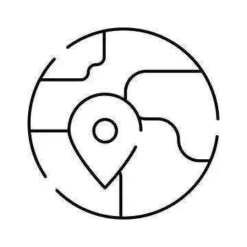 Global location pin on world map icon Illustrazione stock