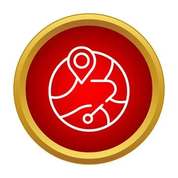 Global location pin on world map icon Stock Illustration