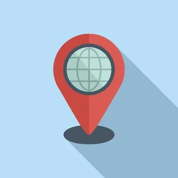 Global location seo icon flat vector. Rank market Stock Illustration