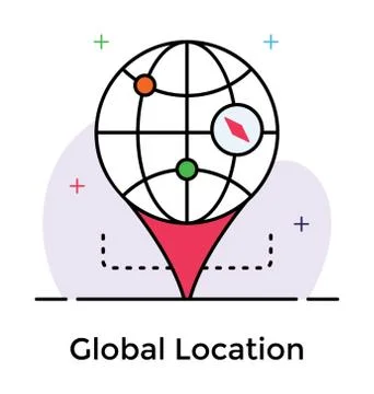 Global location vector, flat icon Stock Illustration