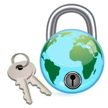 Global lock with keys Stock Illustration
