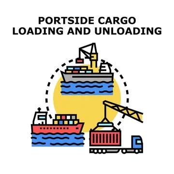 Global logistics and shipping container portside operations Stock Illustration
