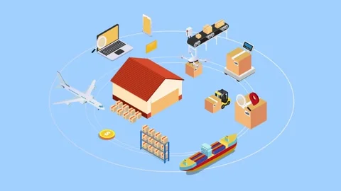 Global Logistics and Supply Chain Network Concept 3d animation cartoon Stock Footage 337940662