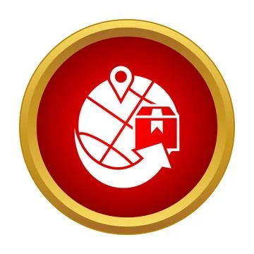 Global logistics delivery icon with tracking pin Stock Illustration