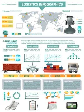 Global Logistics Infographics 库存插图