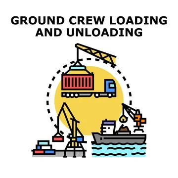 Global logistics moving cargo from port to truck Stock Illustration