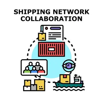 Global logistics network collaboration managing cargo delivery Illustrazione stock