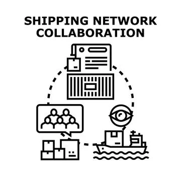 Global logistics network collaboration managing cargo delivery Illustrazione stock