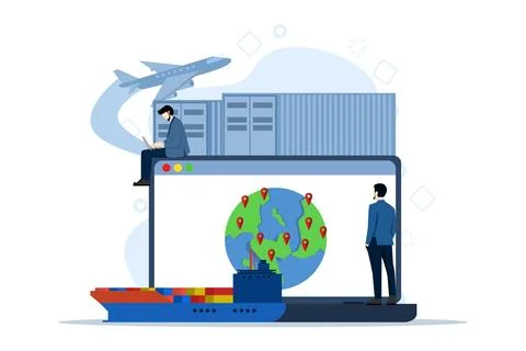 Global logistics network concept. Export, import, warehouse business. Stock Illustration