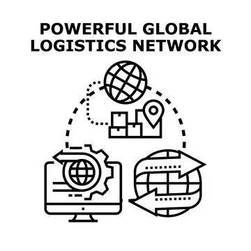 Global logistics network connecting parcels and technology Stock Illustration