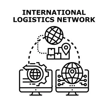 Global logistics network connecting parcels and digital information Stock Illustration