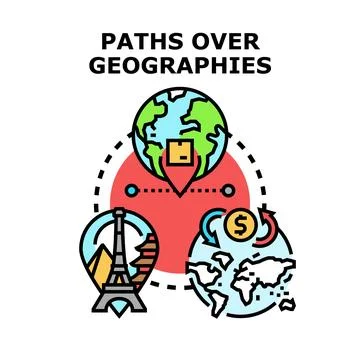 Global logistics network connecting parcels and famous landmarks Stock Illustration
