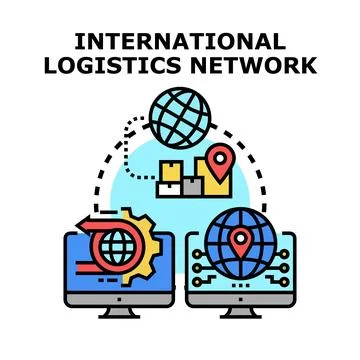 Global logistics network connecting parcels and digital information Stock Illustration