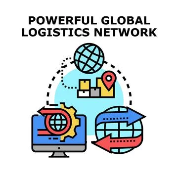 Global logistics network connecting parcels and technology Stock Illustration